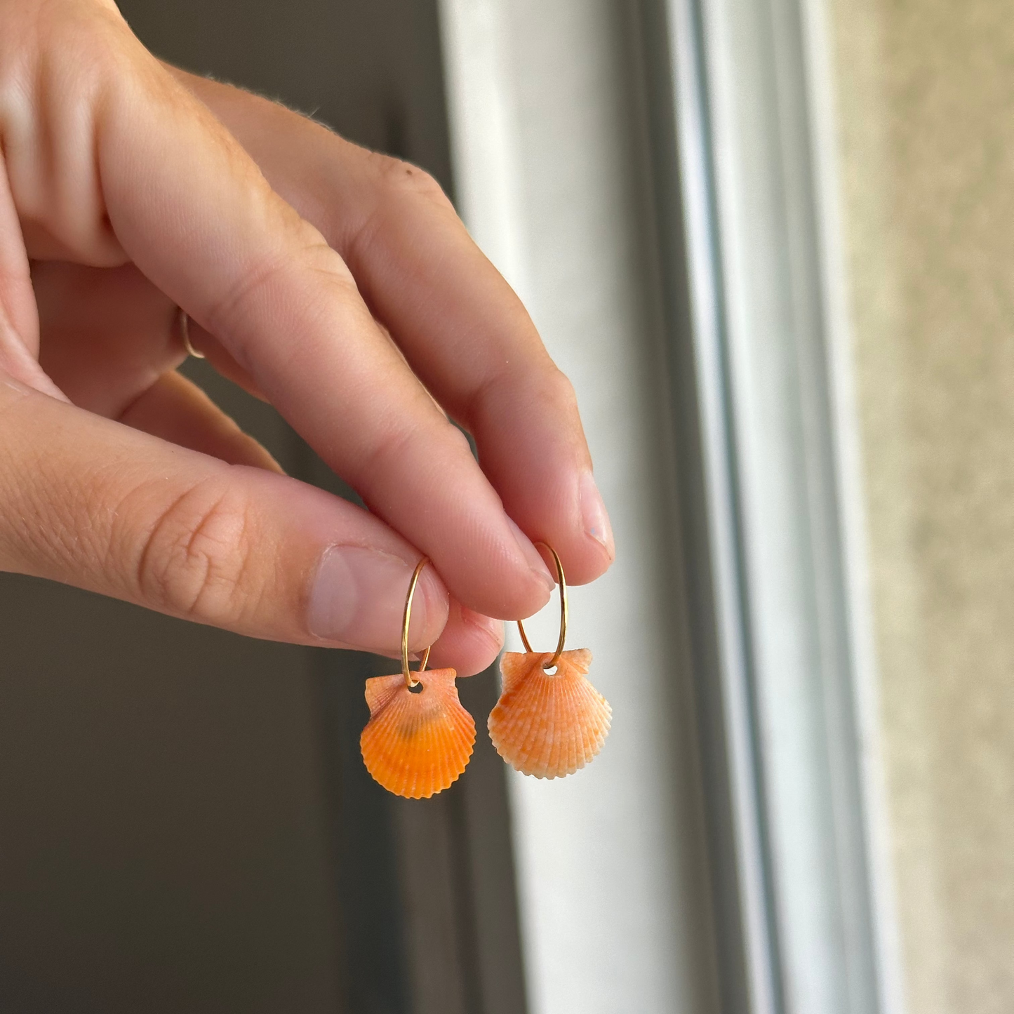 Rare Orange Seashell Earrings